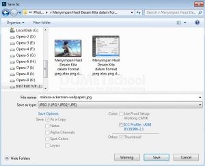 Menyimpan Hasil Desain Kita dalam Format jpeg atau png di Photoshop