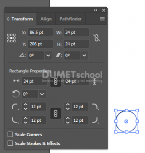 Mengatur Rounded agar tidak berubah saat di perkecil di Adobe Illustrator