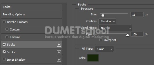 Menggunakan Banyak Layer Style Stroke dalam Satu Layer di Adobe Photoshop