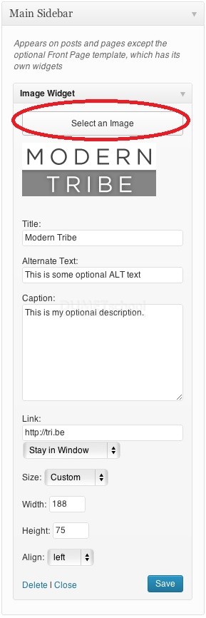 image widget sidebar