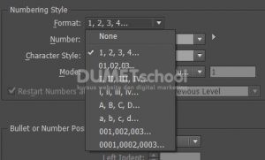 Mengatur Number List di Adobe Indesign