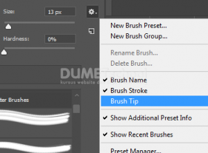 Pengaturan tampilan Brush di Adobe Photoshop cc 2018