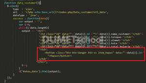 CRUD Codeigniter dan Ajax, Delete Data