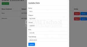 CRUD Codeigniter dan Ajax, Update Data