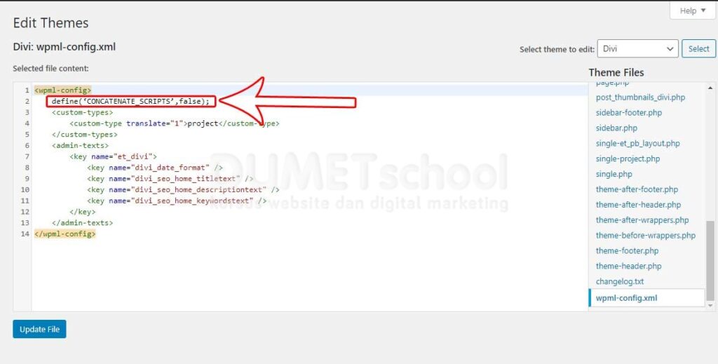visual wordpress hilang