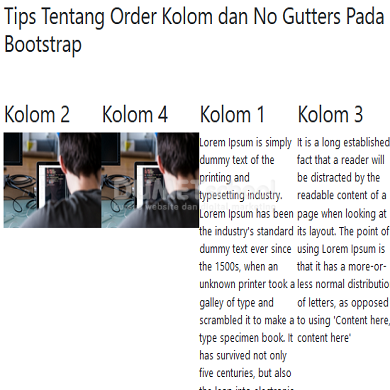 Tips Tentang Order Kolom dan No Gutters Pada Bootstrap