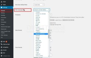 pengaturan bahasa wordpress