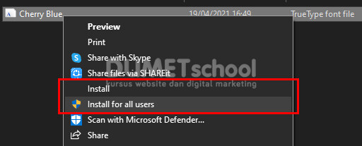 cara menginstall font