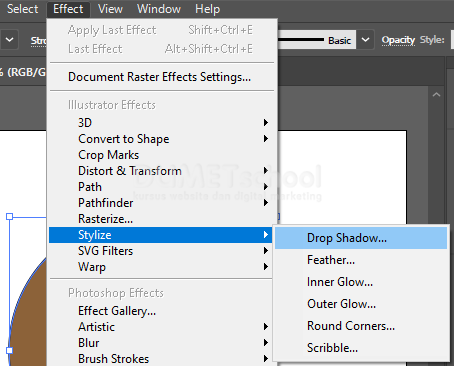membuat drop shadow di illustrator