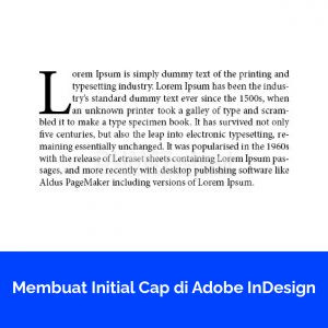 Membuat Initial Cap di Adobe In Design
