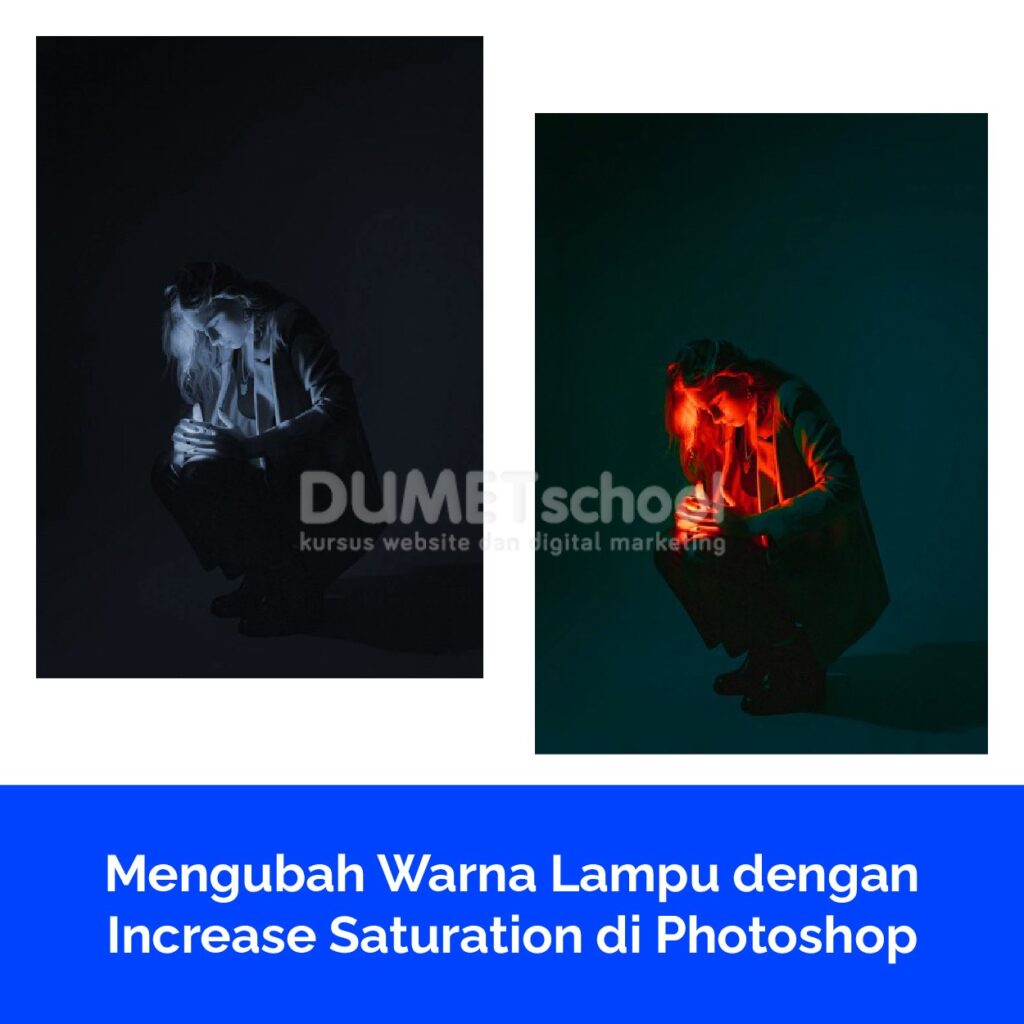 Mengubah Warna Lampu dengan Increase Saturation di Photoshop